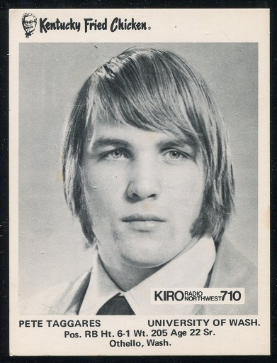 Pete Taggares 1973 KFC Washington football card