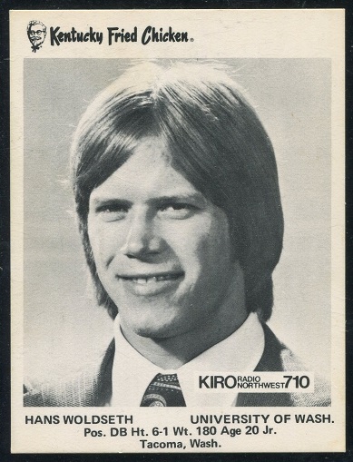 Hans Woldseth 1973 KFC Washington football card