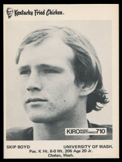 Skip Boyd 1973 KFC Washington football card
