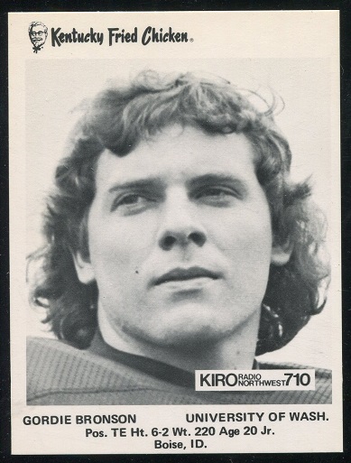 Gordie Bronson 1973 KFC Washington football card