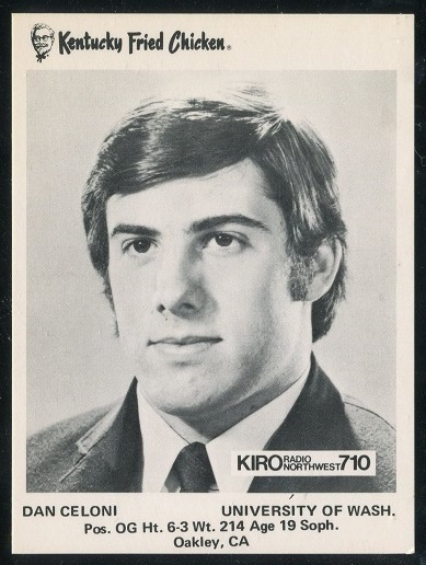 Dan Celoni 1973 KFC Washington football card