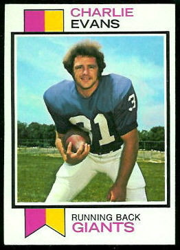 Charlie Evans 1973 Topps football card