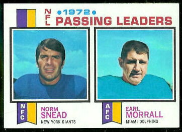 1972 Passing Leaders 1973 Topps football card