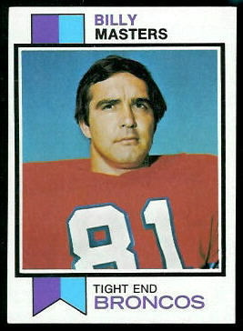 Billy Masters 1973 Topps football card