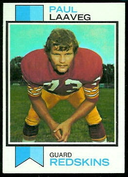 Paul Laaveg 1973 Topps football card Paul Laaveg 1973 Topps football card