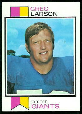 Greg Larson 1973 Topps football card