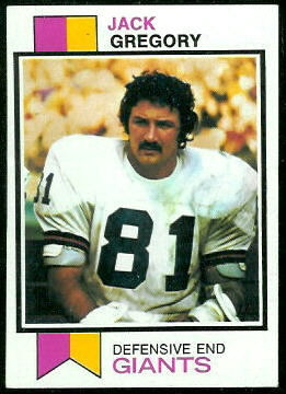 Jack Gregory 1973 Topps football card