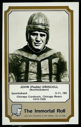 Paddy Driscoll 1974 Fleer Immortal Roll football card