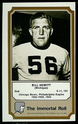 Bill Hewitt 1974 Fleer Immortal Roll football card