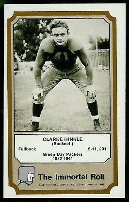 Clarke Hinkle 1974 Fleer Immortal Roll football card