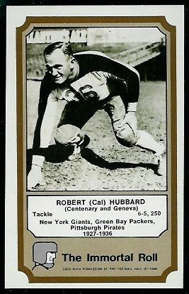 Cal Hubbard 1974 Fleer Immortal Roll football card