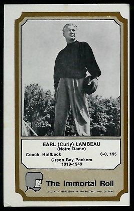 Curly Lambeau 1974 Fleer Immortal Roll football card