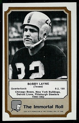 Bobby Layne 1974 Fleer Immortal Roll football card