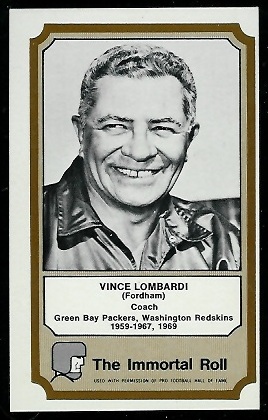 Vince Lombardi 1974 Fleer Immortal Roll football card