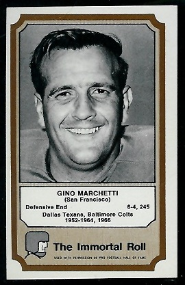 Gino Marchetti 1974 Fleer Immortal Roll football card