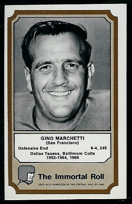 Gino Marchetti 1974 Fleer Immortal Roll football card Gino Marchetti 1974 Fleer Immortal Roll football card