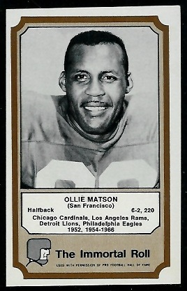 Ollie Matson 1974 Fleer Immortal Roll football card Ollie Matson 1974 Fleer Immortal Roll football card