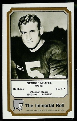 George McAfee 1974 Fleer Immortal Roll football card