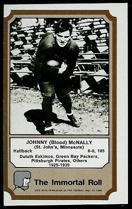 John McNally 1974 Fleer Immortal Roll football card John McNally 1974 Fleer Immortal Roll football card