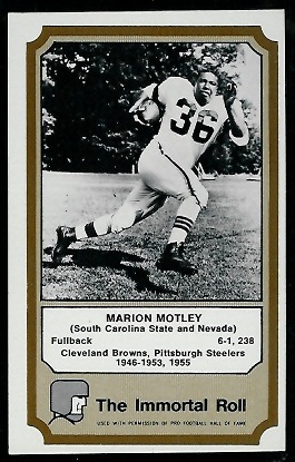 Marion Motley 1974 Fleer Immortal Roll football card Marion Motley 1974 Fleer Immortal Roll football card