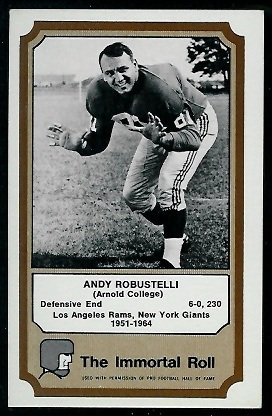 Andy Robustelli 1974 Fleer Immortal Roll football card Andy Robustelli 1974 Fleer Immortal Roll football card