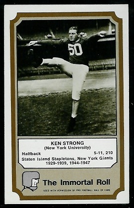 Ken Strong 1974 Fleer Immortal Roll football card