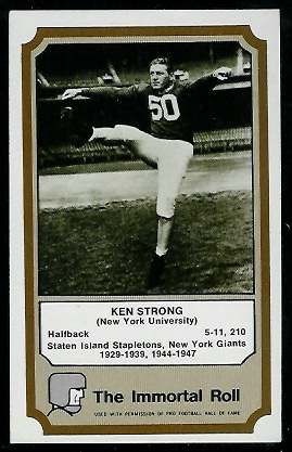 Ken Strong 1974 Fleer Immortal Roll football card Ken Strong 1974 Fleer Immortal Roll football card