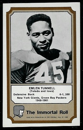 Emlen Tunnell 1974 Fleer Immortal Roll football card