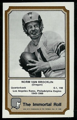 Norm Van Brocklin 1974 Fleer Immortal Roll football card