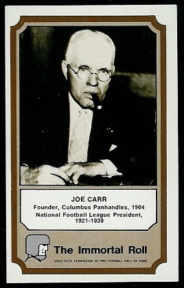 Joe Carr 1974 Fleer Immortal Roll football card