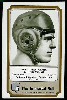 Dutch Clark 1974 Fleer Immortal Roll football card