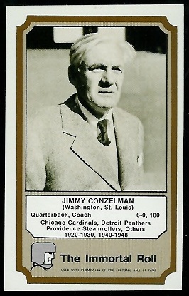 Jimmy Conzelman 1974 Fleer Immortal Roll football card