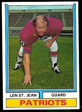 Len St. Jean 1974 Parker Brothers football card