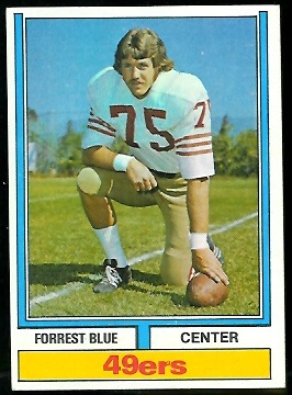 Forrest Blue 1974 Parker Brothers football card Forrest Blue 1974 Parker Brothers football card