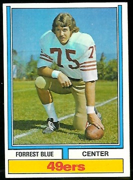 Forrest Blue 1974 Parker Brothers football card