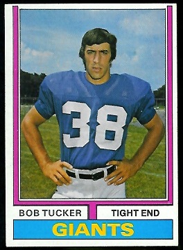 Bob Tucker 1974 Parker Brothers football card Bob Tucker 1974 Parker Brothers football card