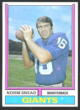 Norm Snead 1974 Parker Brothers football card
