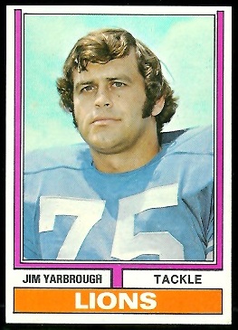 Jim Yarbrough 1974 Parker Brothers football card
