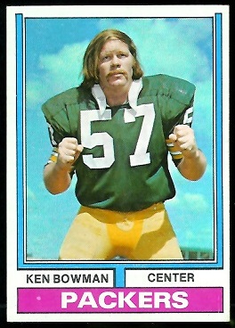 Ken Bowman 1974 Parker Brothers football card