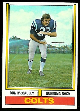 Don McCauley 1974 Parker Brothers football card