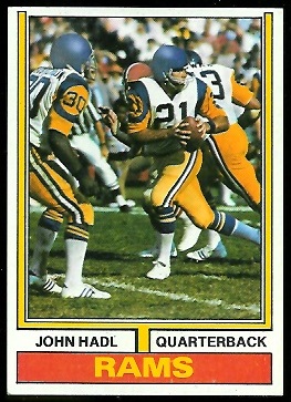 John Hadl 1974 Parker Brothers football card John Hadl 1974 Parker Brothers football card