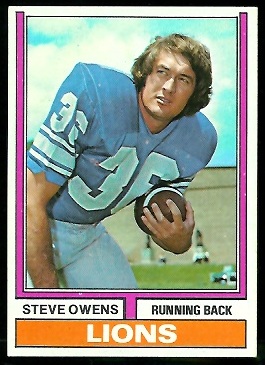 Steve Owens 1974 Parker Brothers football card