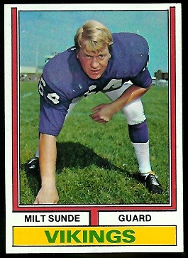 Milt Sunde 1974 Parker Brothers football card