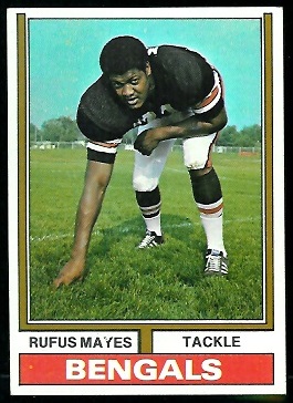 Rufus Mayes 1974 Parker Brothers football card