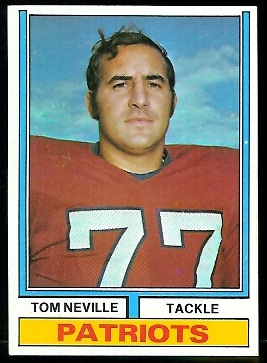 Tom Neville 1974 Parker Brothers football card