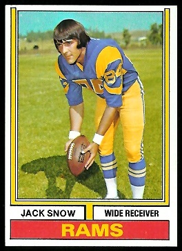 Jack Snow 1974 Parker Brothers football card