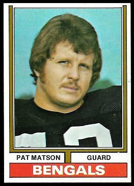 Pat Matson 1974 Parker Brothers football card