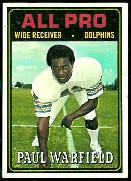 Paul Warfield All-Pro 1974 Topps football card Paul Warfield All-Pro 1974 Topps football card