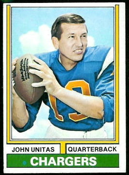 John Unitas 1974 Topps football card John Unitas 1974 Topps football card