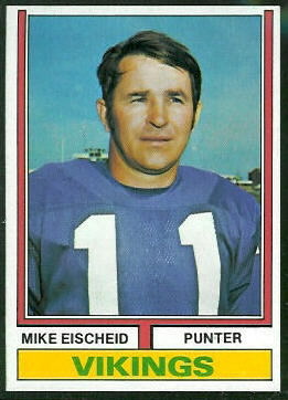 Mike Eischeid 1974 Topps football card